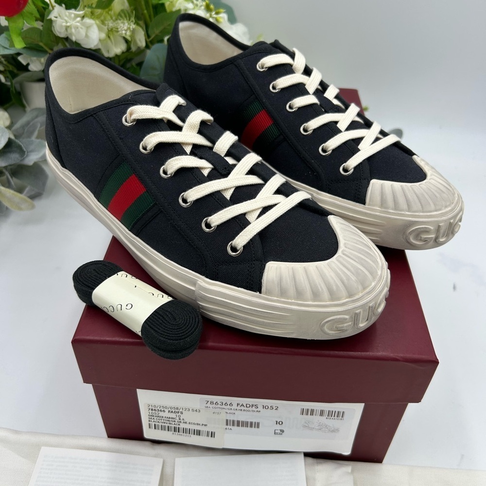 Men's Gucci, Julio web canvas sneakers size 10 made in Spain